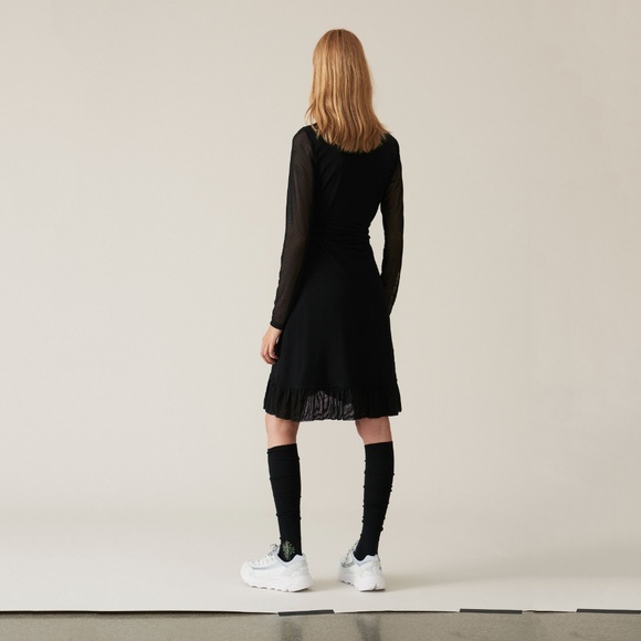 Ganni Black Swiss Dot Wrap Dress - Picture 4 of 5